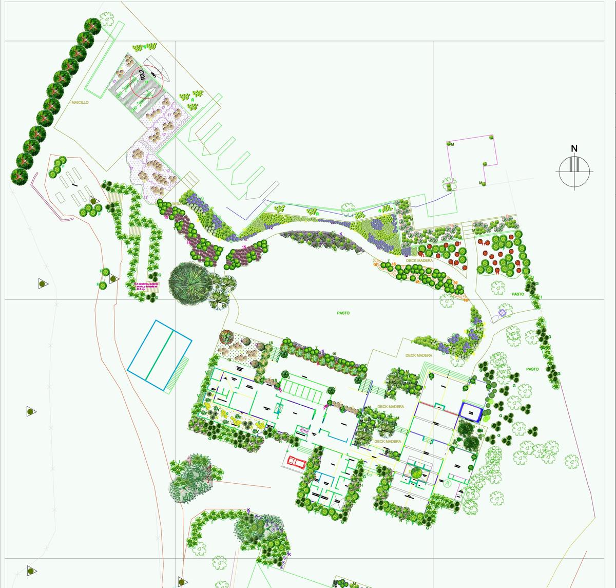 Plano del proyecto de paisajismo de un jardín